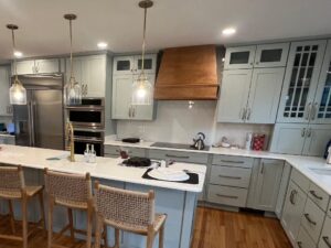 Modern kitchen with island and pendant lights
